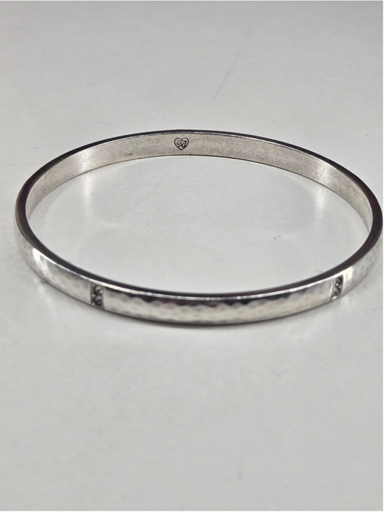 Brighton Jewelry - Brighton Bangle Bracelet Silvertone Hammered Finish Rhinestone Accents Classic